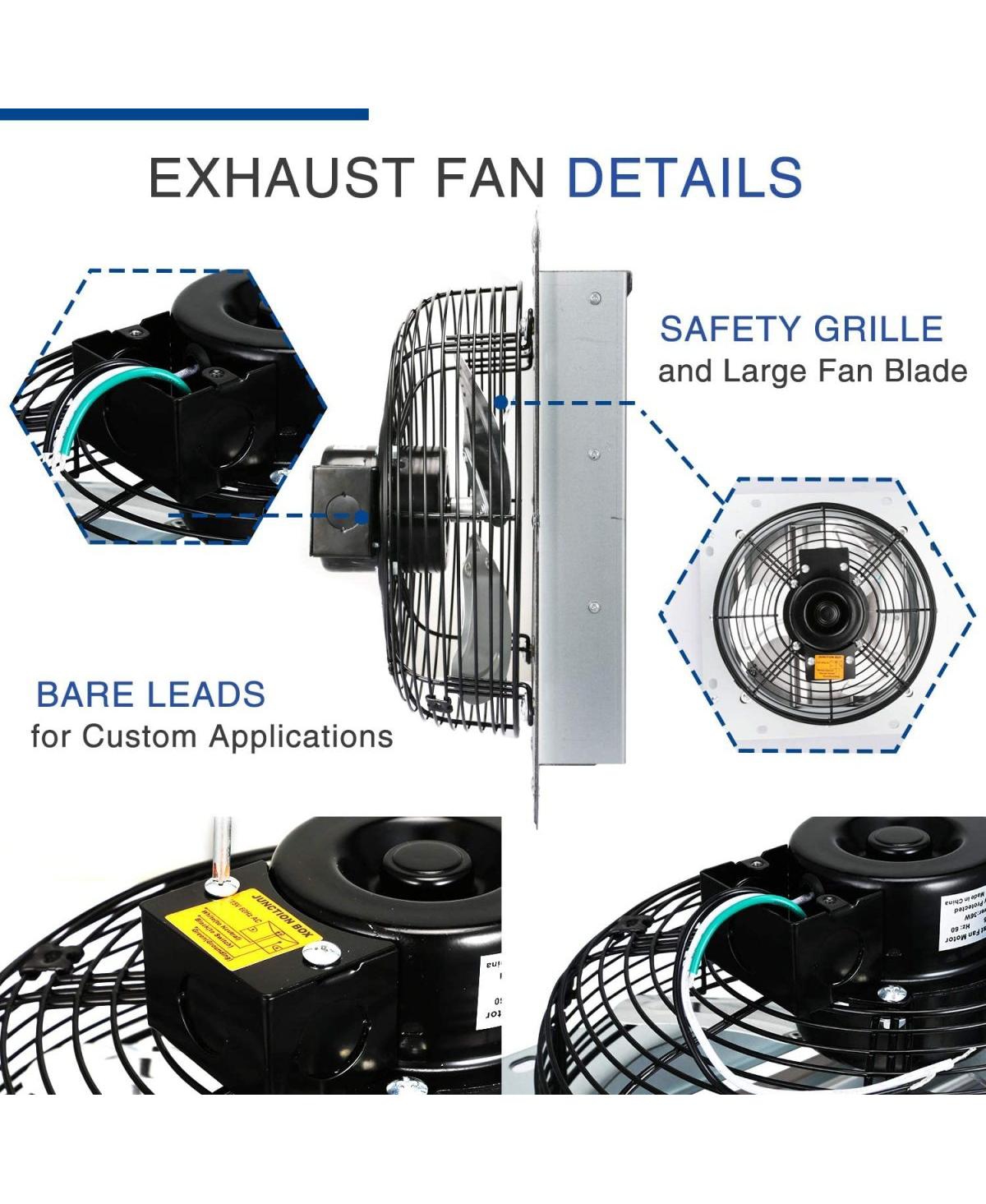 Streamdale Furniture 12 Inch Shutter Exhaust Fan Aluminum High Speed 1620 Rpm, 940 Cfm, 2-Pack,- Silver