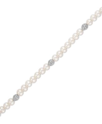 Marc Anthony Men's Freshwater Pearl & Lion Beaded Bracelet in Sterling Silver-Plate, BVB1161-WSWPRL