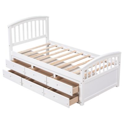 Streamdale Twin Size Platform Storage Bed Solid Wood Bed With 6 Drawers