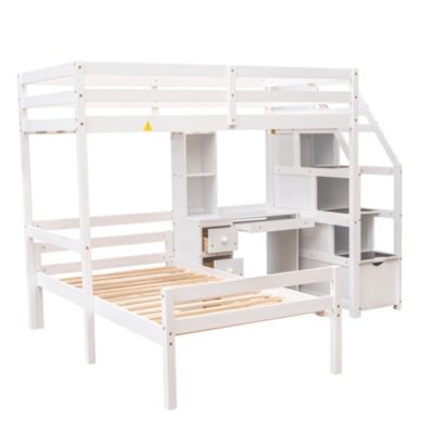 Streamdale Twin Loft Bed with Stairs, Desk, Storage