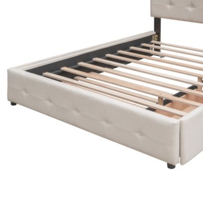 Streamdale Queen Upholstered Platform Bed with Twin XL Trundle and Drawers