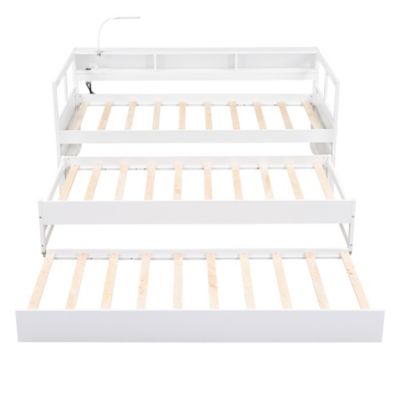 Streamdale Twin XL Wood Daybed with Trundles, Cubbies, & Charging