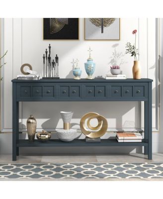 Rustic 60" Entryway Console Table with Drawers and Shelf
