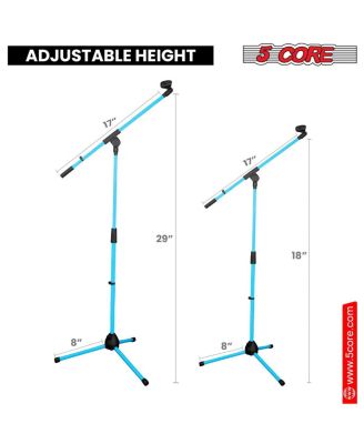 Tripod Mic Stand Heavy Duty Height Adjustable Floor Microphone Boom Arm Pedestal Para Microfono for Singing On Stage Studio - MS 080 SKY BLU 4PC