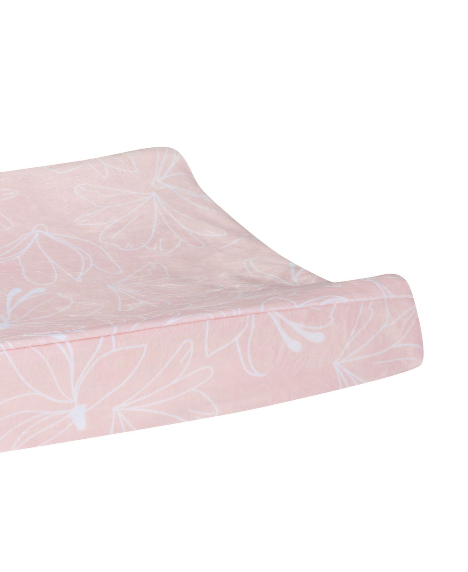 Lambs and Ivy Petals Soft Pink/White Floral Outline Baby Changing Pad Cover