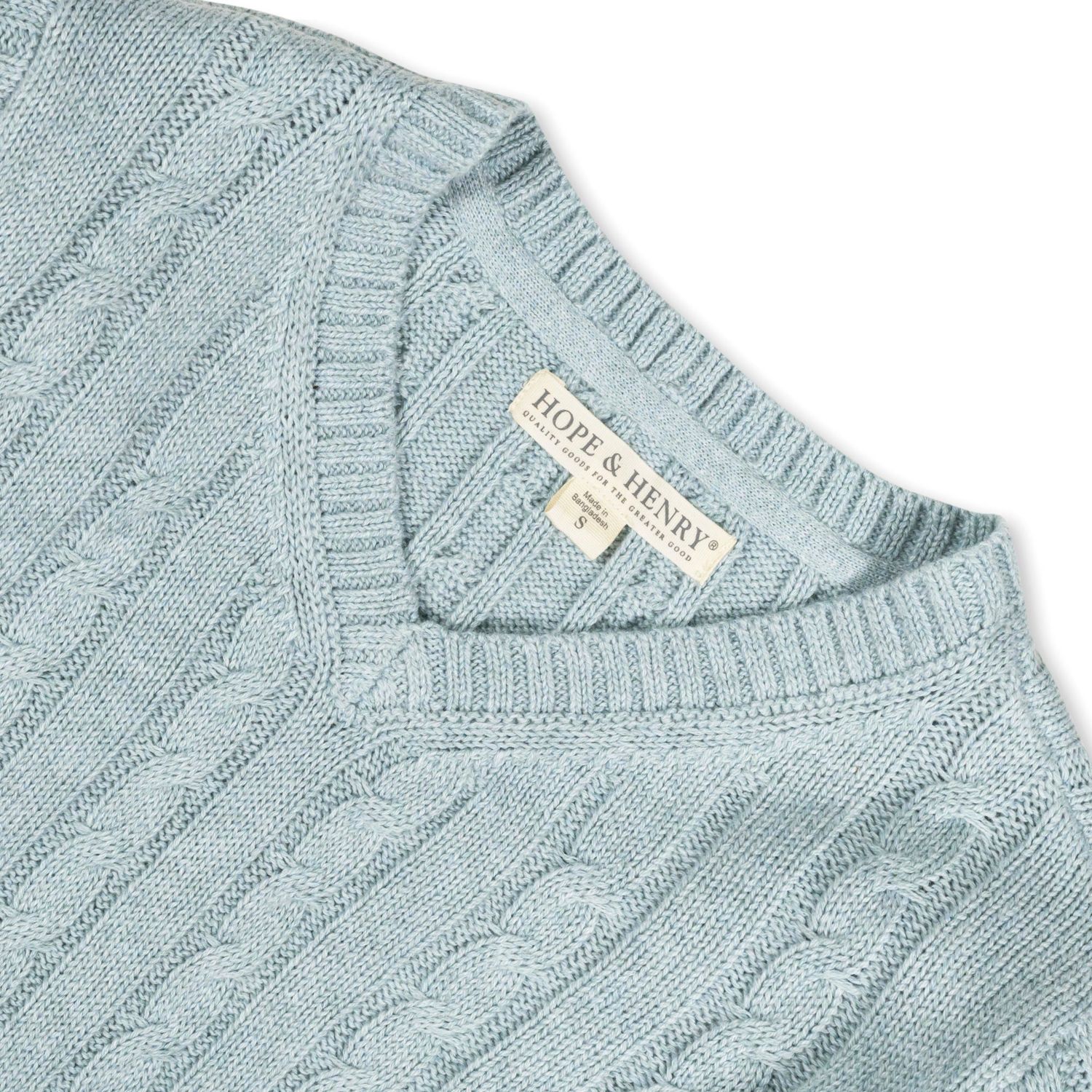 Hope and Henry Little and Big Boys' Organic Long Sleeve Fine Gauge Cable V-Neck Sweater