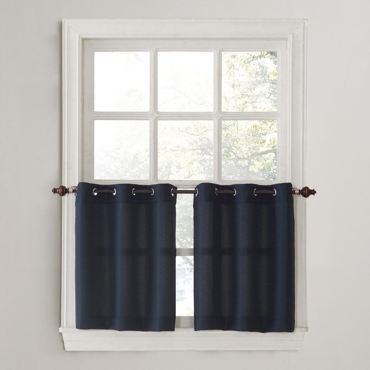 Montego Casual Textured Semi-Sheer Grommet Kitchen Curtain Tier Pair