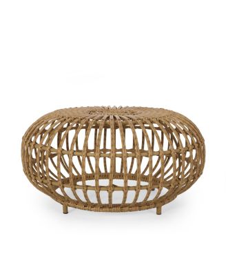 Boho-Chic Handcrafted Faux Rattan Woven Coffee Table