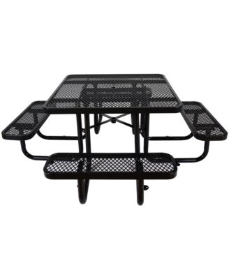Streamdale Square Outdoor Steel Picnic Table 46" black, with umbrella pole