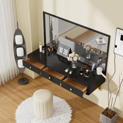 47" Floating Shelf with Drawer & Multi-Purpose Wall-Mounted Desk