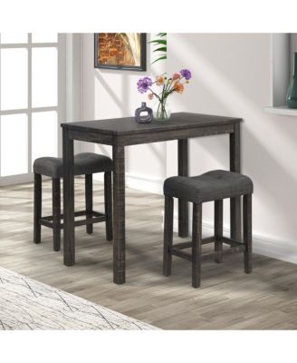 Wood 3-Piece Counter Height Dining Set, Gray