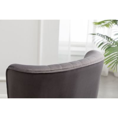 Streamdale Contemporary Velvet Upholstered Accent Chair, Gray
