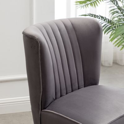 Streamdale Contemporary Velvet Upholstered Accent Chair, Gray