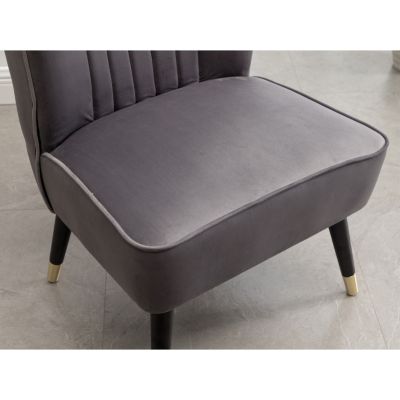Streamdale Contemporary Velvet Upholstered Accent Chair, Gray