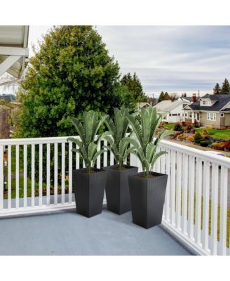 Charming Rattan-Style Planter Trio with Self-Drainage