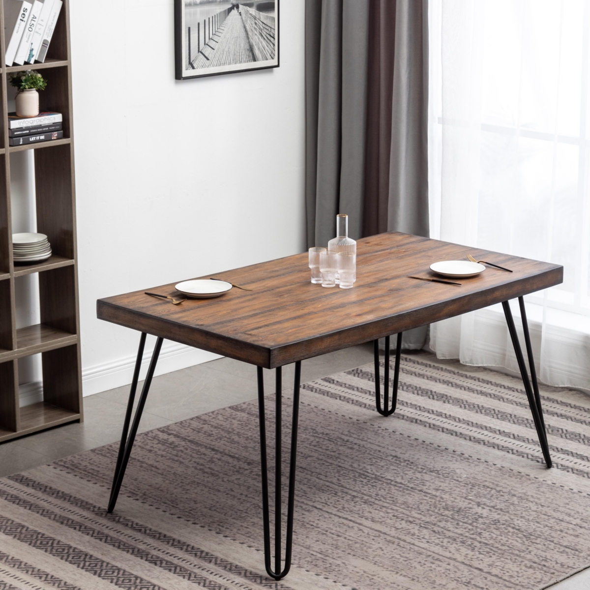 Streamdale 7-Piece Dining Set, Hairpin Table with 6 Chairs