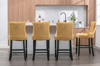 Handcrafted Velvet Barstools with Supportive Backrest
