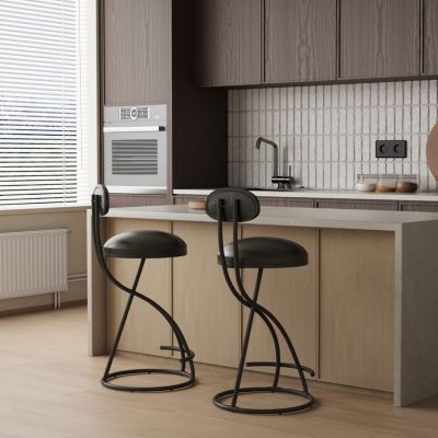 Stylish Faux Leather Counter Barstools (Set of 2)