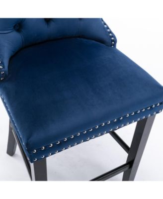 Streamdale Blue Velvet Button Tufted Barstools with Chrome Trim (Set of 2)