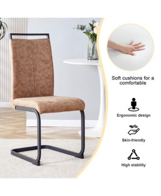 Modern Upholstered Dining Chairs with C-Shaped Metal Legs (Set of 4)