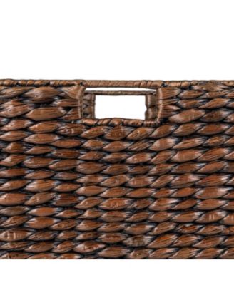 Traditional Assorted Hand-Woven Hyacinth/Iron Baskets, Dark Brown Wash (Set of 10)