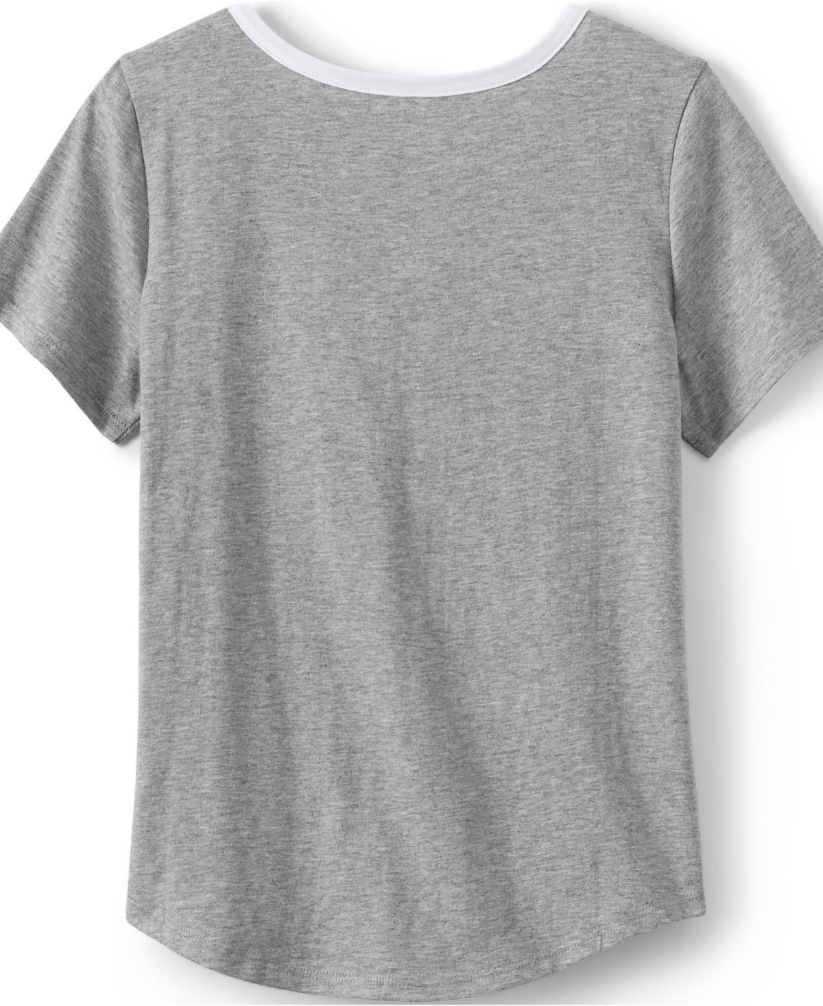 Lands' End Girls Short Sleeve Curved Hem Graphic Tee Shirt