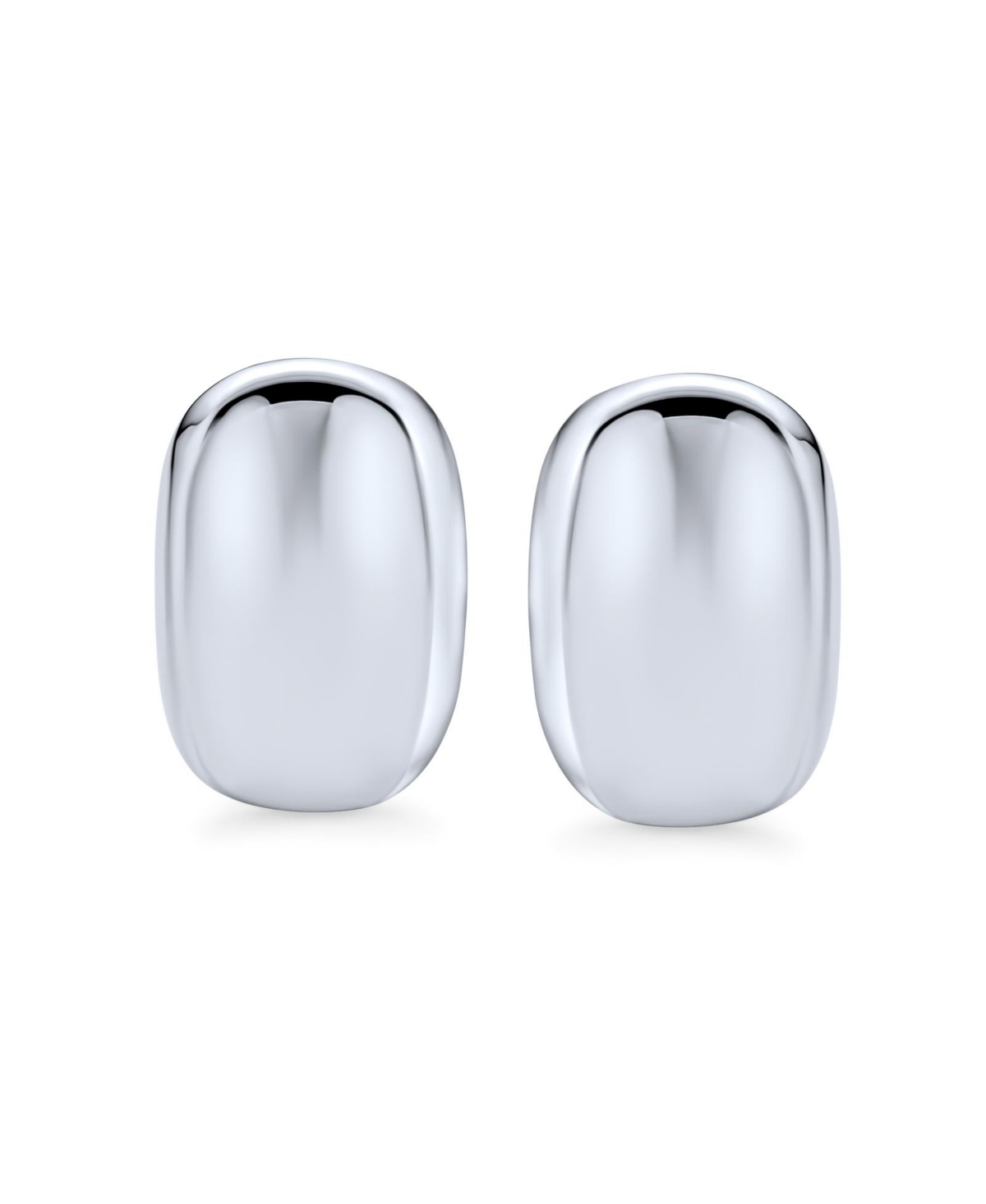 Bling Jewelry Geometric Rectangular Concave Clip On Earrings For Women Non Pierced SterlingAlloy Clip - Silver