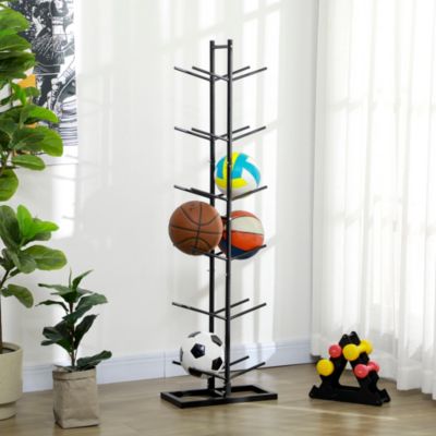 Ball Storage Rack, Basketball Holder, 12-Ball Organizer