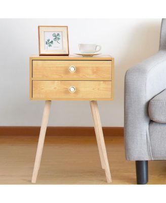 Midcentury Modern Bedside Table with 2 Drawers