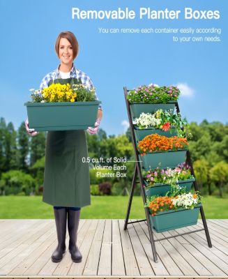 5-Tier Vertical Garden Planter Box Elevated Raised Bed with 5 Containers