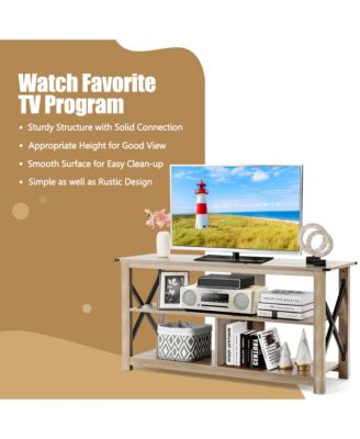3-Tier TV Stand Entertainment Center for TV's up to 55'' w/ Open Shelves