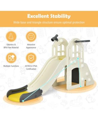 6-in-1 Toddler Climber Slide Playset with Basketball Hoop