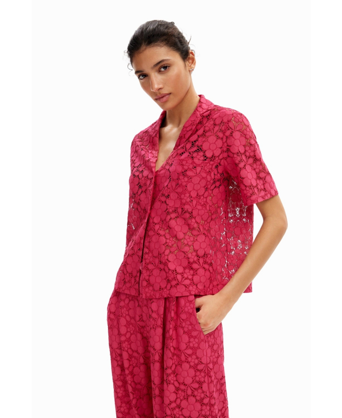 Desigual Women's Short lace resort shirt