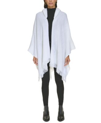 Calvin Klein - Women's Hooded Fringe-Trim Shawl