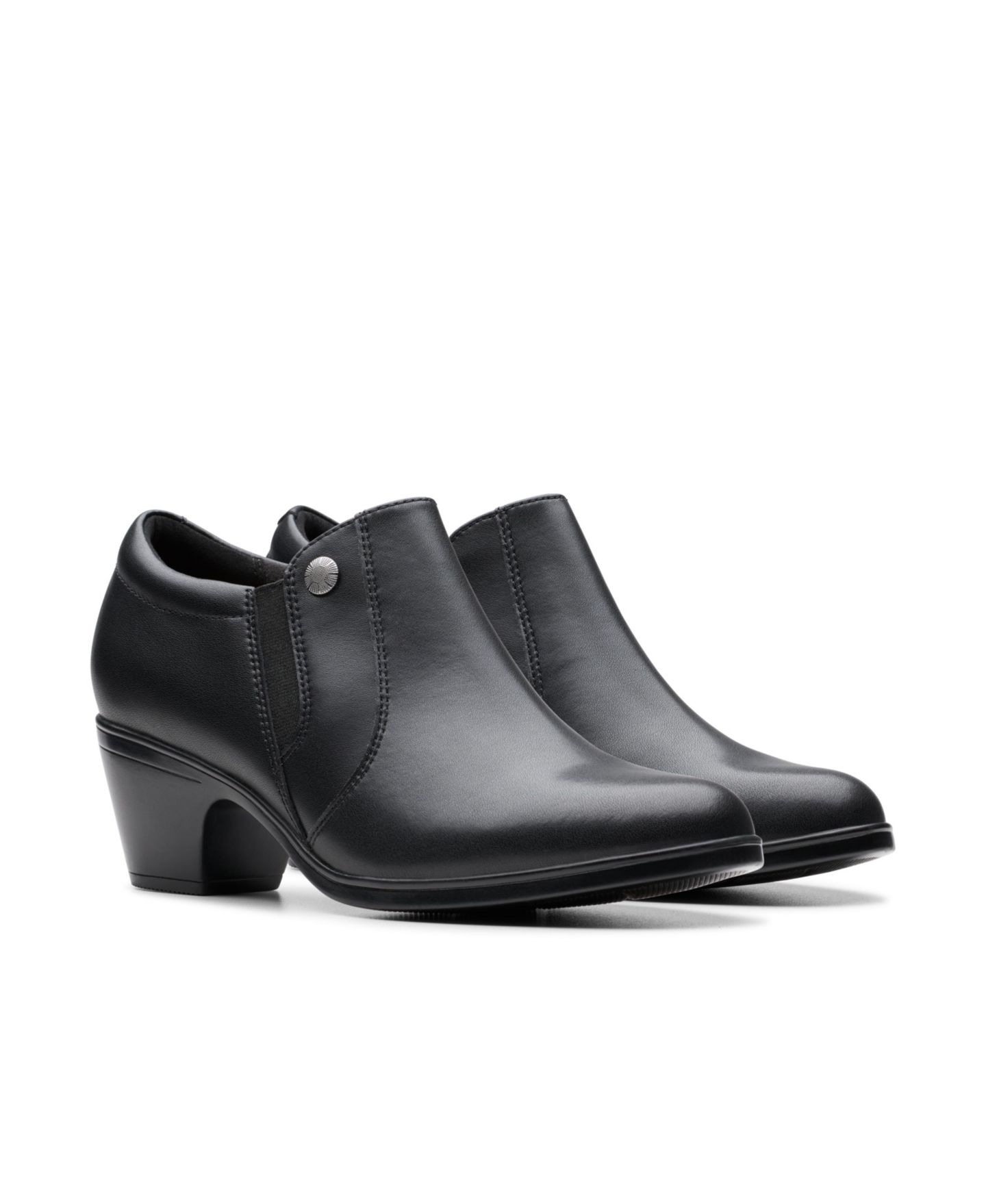 Женские ботинки Clarks Emily 2 Reyna Cushioned Slip On Booties, цвет: Чёрный кожаный — фото 5