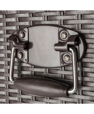 80QT Rattan Square Legs Cooler with Shelf Portable Patio Party Cooler Cart