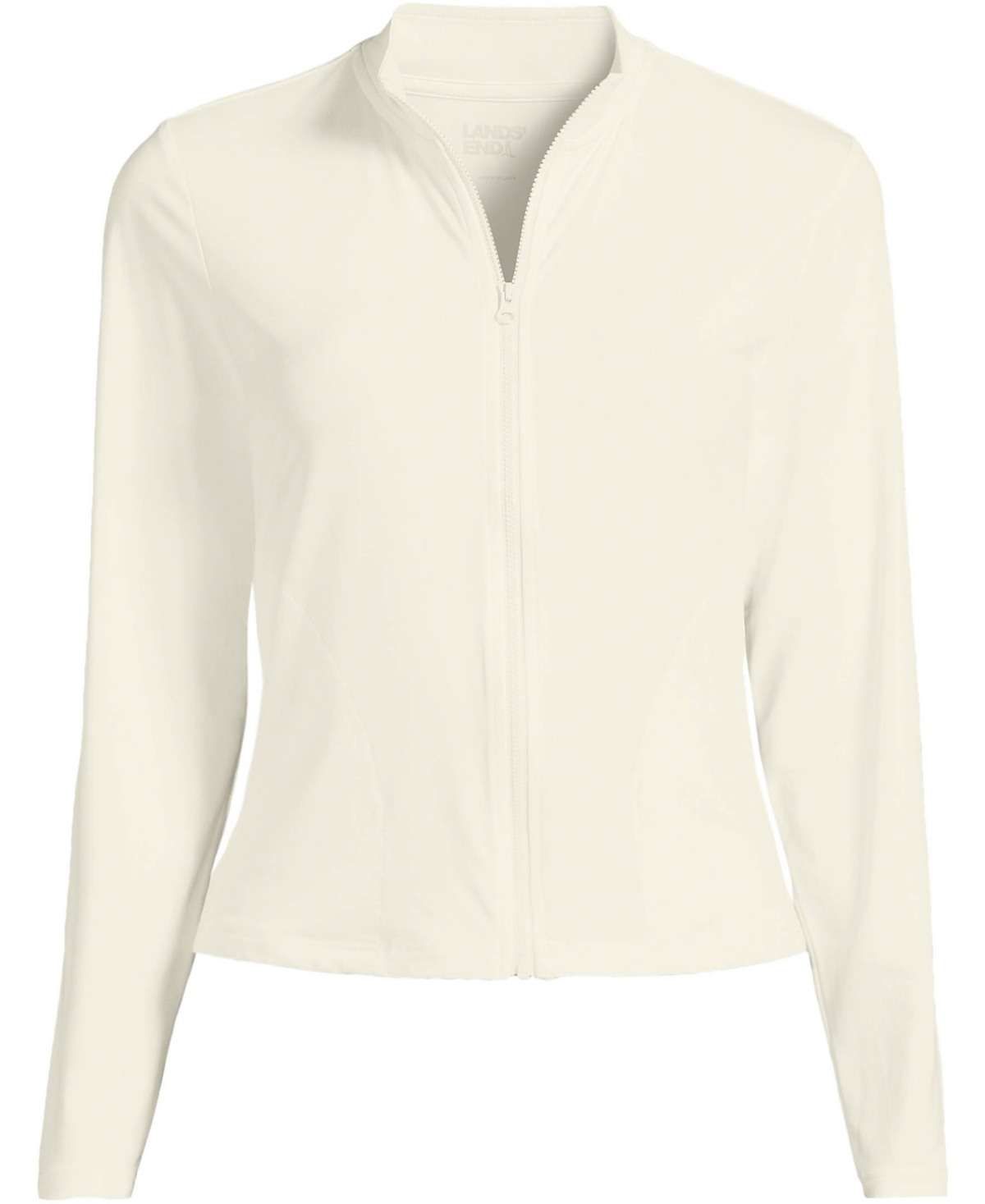 Lands' End Plus Size Cooling Zip Front Long Sleeve Mock Neck Upf 50 Sun Protection Rash Guard