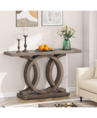 55-Inch Wooden Console Table with Unique Base – Farmhouse Entryway Table