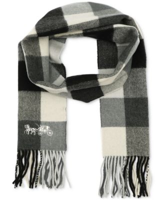 Women's Wool Checkered Fringe-Trim Scarf