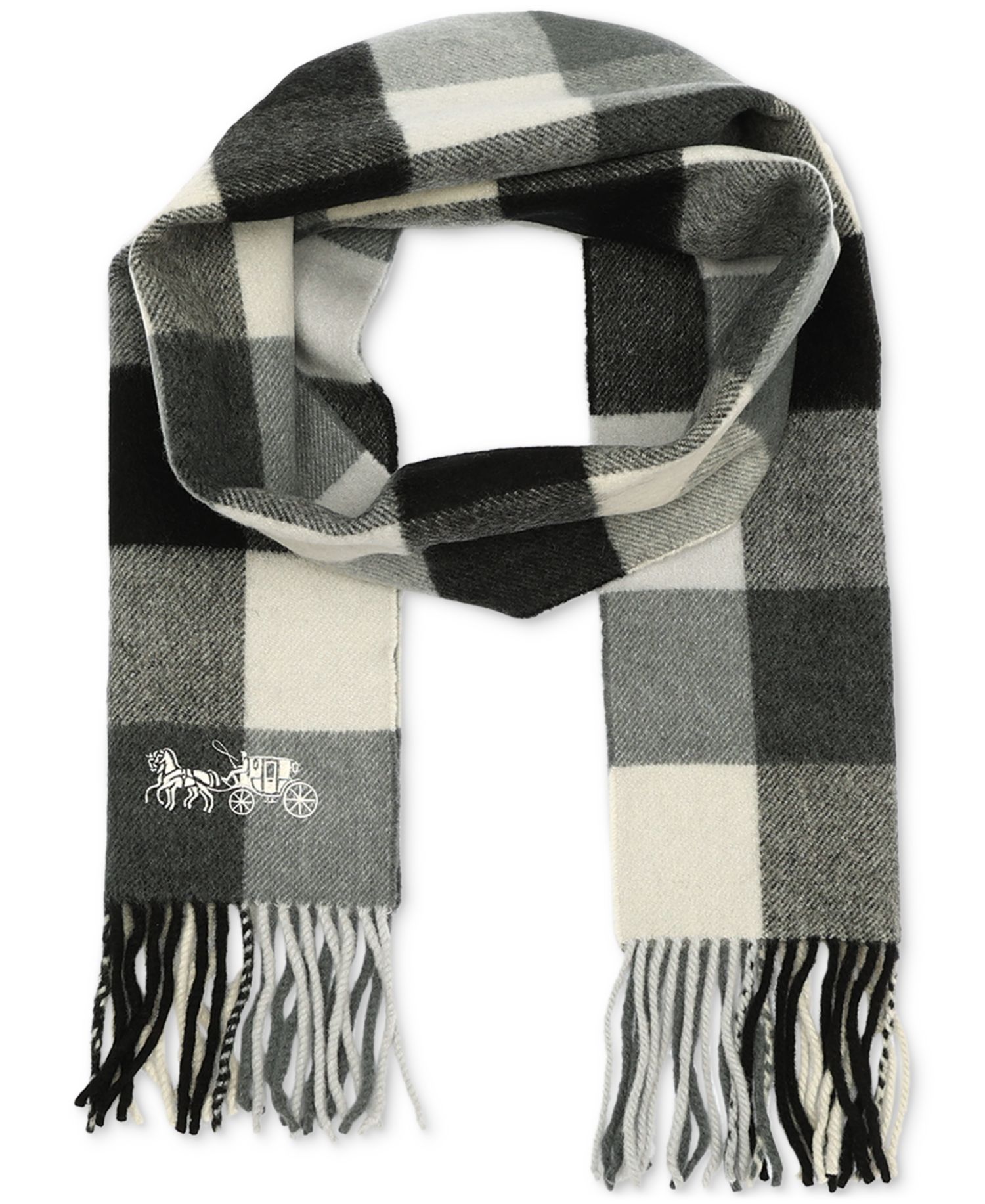 Women's Wool Checkered Fringe-Trim Scarf