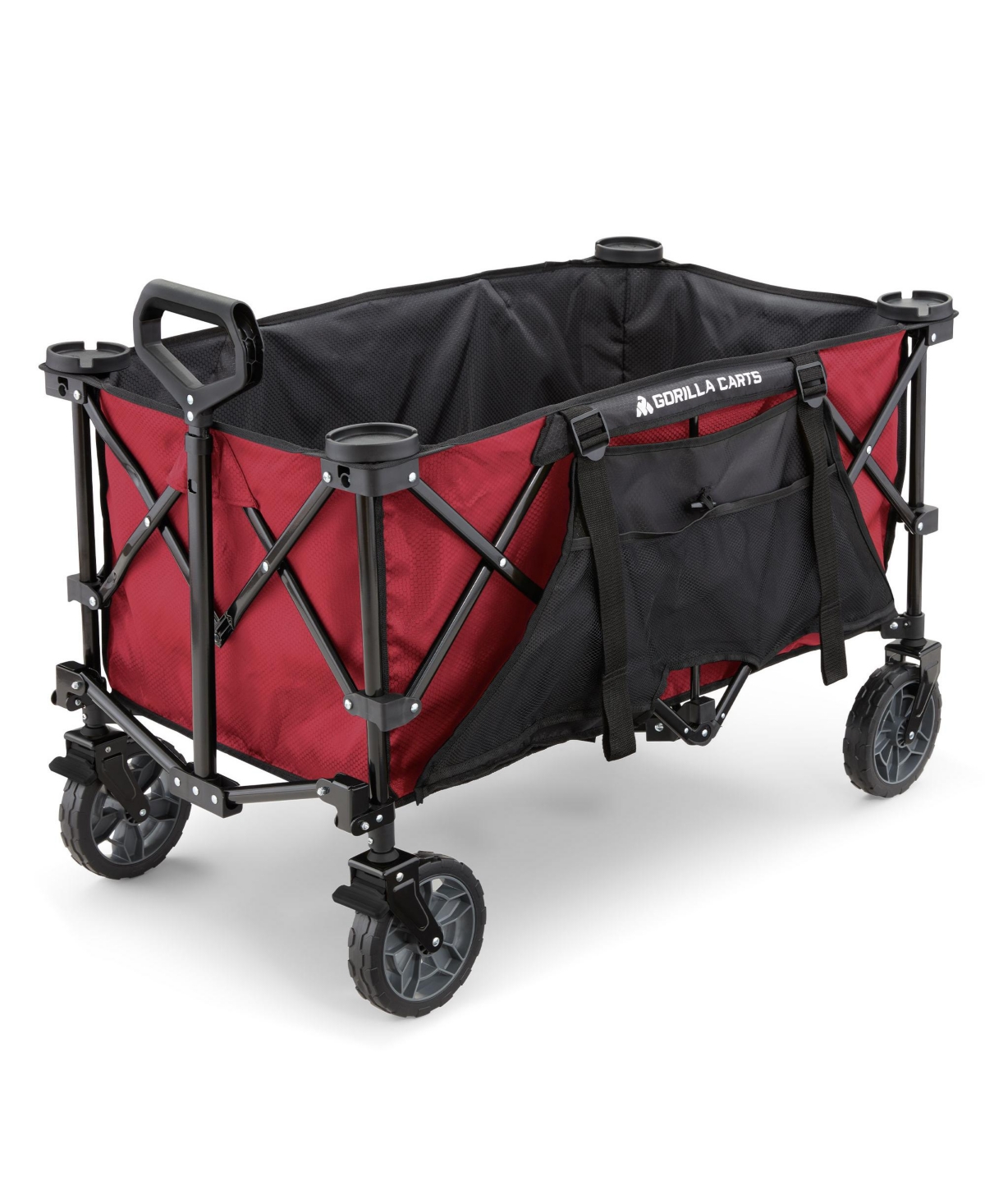 7 Cubic Feet Foldable Utility Beach Wagon with Oversized Bed, Red - Red