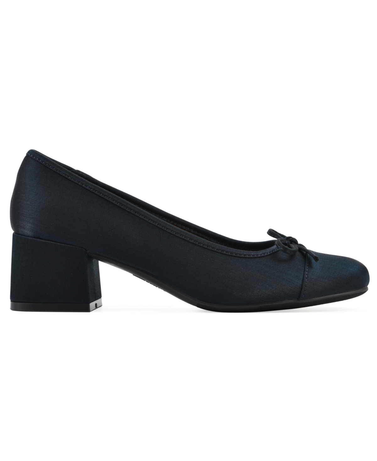 White Mountain Women's Lately Block Heel Pumps In Midnight Blue Shimmer Fabric