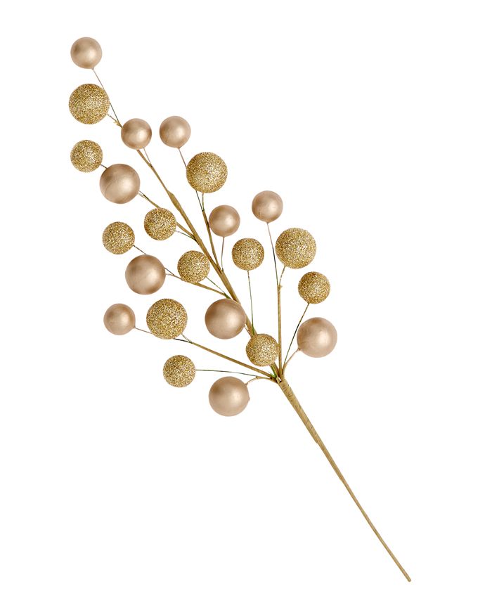 Holiday Lane Matte Gold Berry Christmas Tree Pick, Created for Macy's