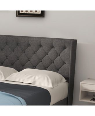 Twin/Full/Queen Size Modern Fabric Upholstered Platform Bed with Button Tufted Headboard