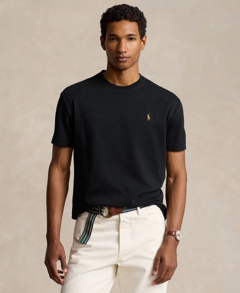 Мужская футболка Polo Ralph Lauren Custom Slim-Fit Soft Cotton, цвет: Чёрный
