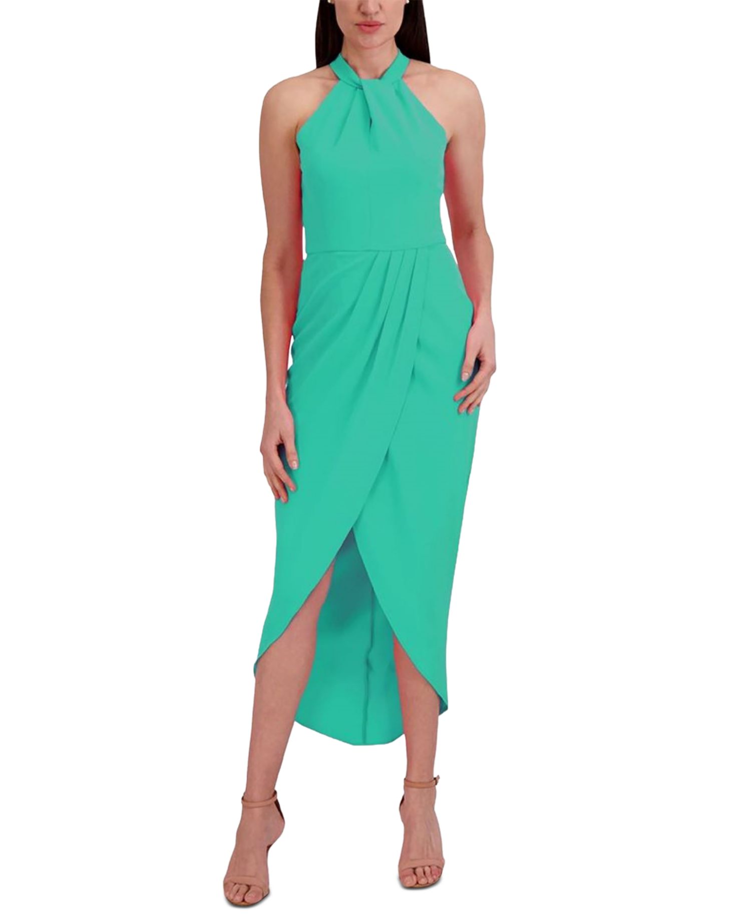 Knot-Neck Tulip-Hem Midi Dress