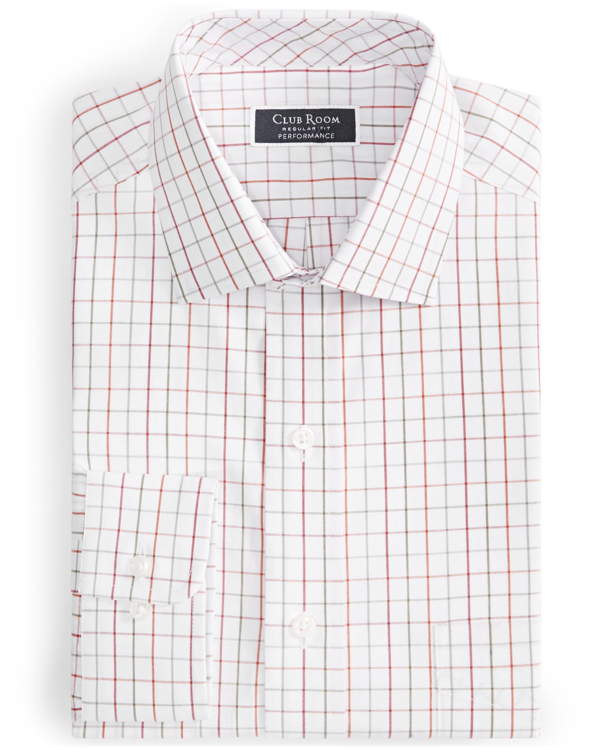 Club Room Men's Window Plaid Dress Shirt, Created for Macy's -red/green