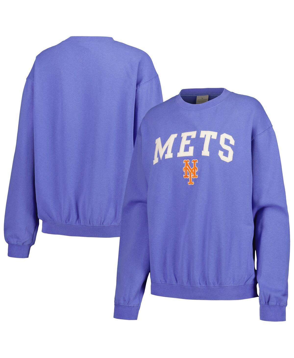 Women's Royal New York Mets Pigment Dye Pullover Sweatshirt - Royal