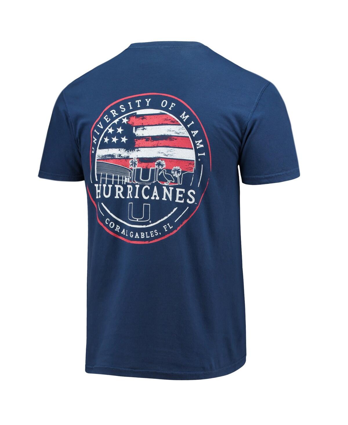 Image One Men's Navy Miami Hurricanes Campus Americana T-shirt In Navy