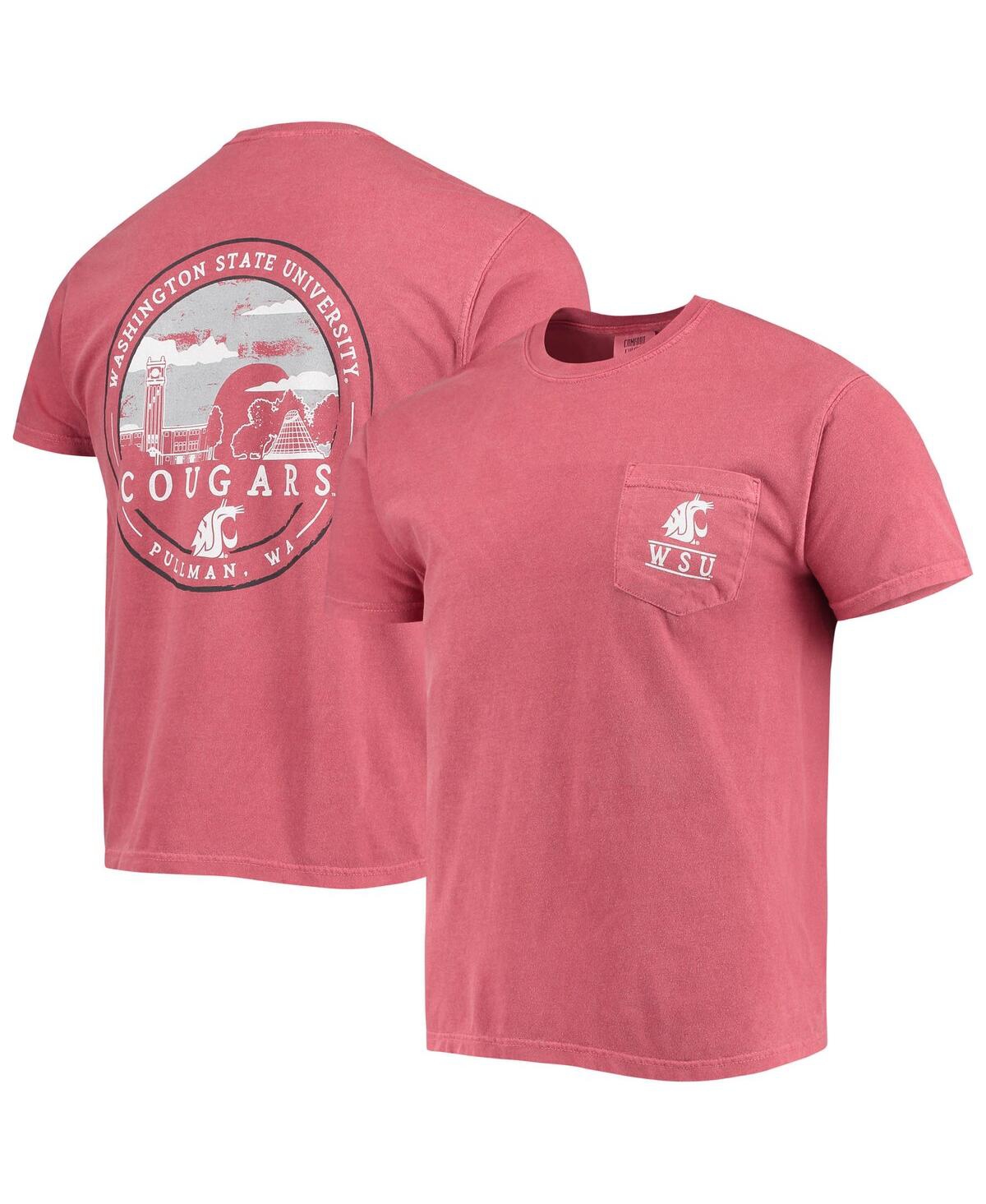 Image One Men's Crimson Washington State Cougars Circle Campus Scene T-shirt In Crimson